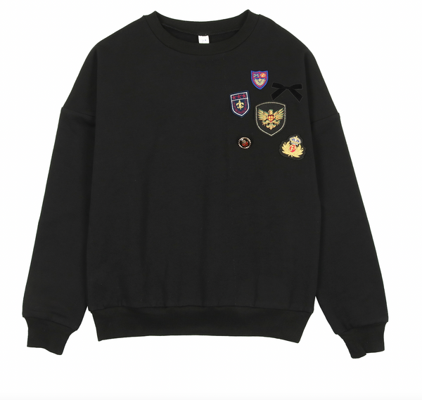 Bopop Black Badge Girl Sweatshirt With Velvet Bow