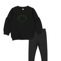 Bopop Black Denim Embroidered Baby Girl Set