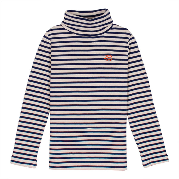 Wynken Navy/Ecru Stripe Roll Neck