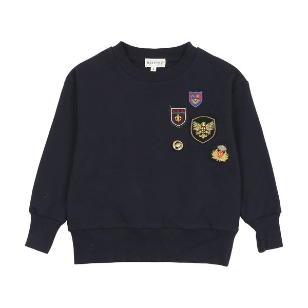 Bopop Navy Badge Boy Sweatshirt