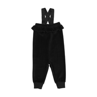 Bopop Black Velour Ruffle - Baby Girl Overalls