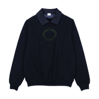 Bopop Blue Denim Embroidered Sweatshirt Polo