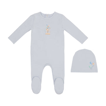 Minilabel Blue Water Print Carousel Footie and Hat - Boys