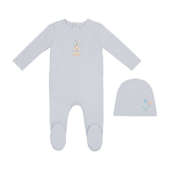 Minilabel Blue Water Print Carousel Footie and Hat - Boys