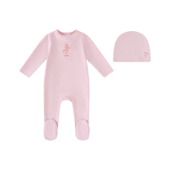 Minilabel Pink Water Print Carousel Footie and Hat - Girls
