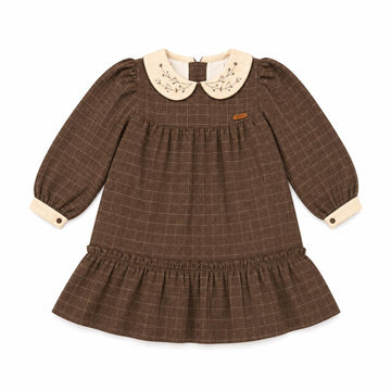 Popelin Brown Dress with Embroidered Baby Collar (Mod.48.3)