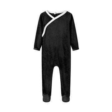 Coco Blanc Black Velour Footie (CB4078B)