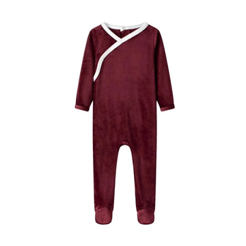 Coco Blanc Raspberry Velour Footie (CB4078B)