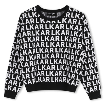 Karl Lagerfeld Kids Allover Logo Print Sweater