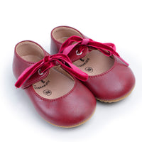 Zeebra Kids Burgundy Classic Bow Mary Jane-Rubber Sole