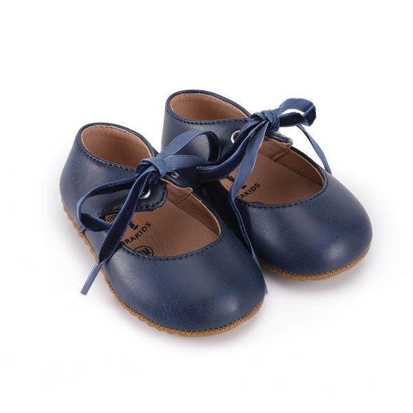 Zeebra Kids Navy Classic Bow Mary Jane-Rubber Sole