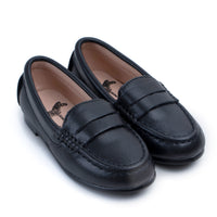 Zeebra Kids Black Leather Penny Loafer-Hard Sole