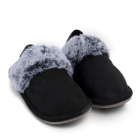 Zeebra Kids Black Plush Slippers - Hard Sole with Elastic