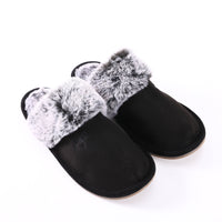 Zeebra Kids Black Plush Slippers - Hard Sole