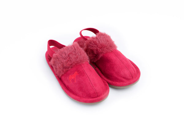 Zeebra Kids Crimson Plush Slippers - Hard Sole with Elastic