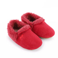 Zeebra Kids Crimson Plush Slippers - Rubber Sole