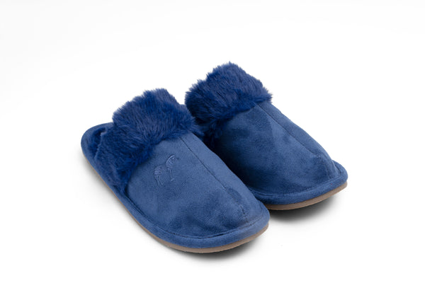 Zeebra Kids French Blue Plush Slippers - Hard Sole