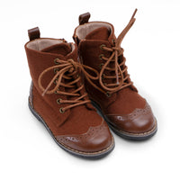 Zeebra Kids Brown Wingtip Boots - Hard Sole