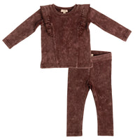 Crew Kids Burgundy Acid Wash Ruffle Set