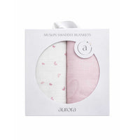 Aurora Jersey Cotton Butterfly/ Dragonfly Collection Ivory Pink Muslin Swaddle