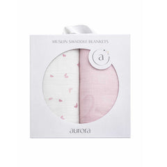 Aurora Jersey Cotton Butterfly/ Dragonfly Collection Ivory Pink Muslin Swaddle