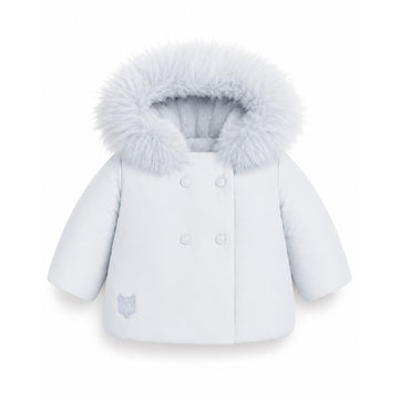 Scotch Bonnet Blue Double-Breasted Fur Trimmed Hooded Baby Boys Down Coat B2