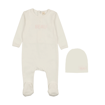 Bonjoy White/Pink Beau Footie Set