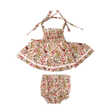 Belati Pink Shoulder Tie Spaghetti Straps Baby Set (BBB515)