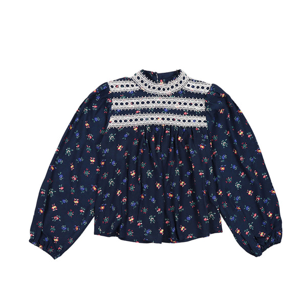 The New Society Mini Blossom Midnight Navy Moon Blouse