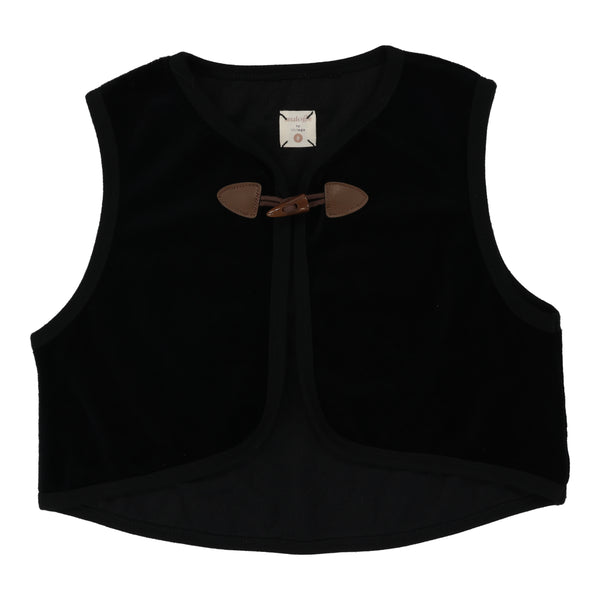 Analogie By Lil Legs Velour Toggle Vest Black