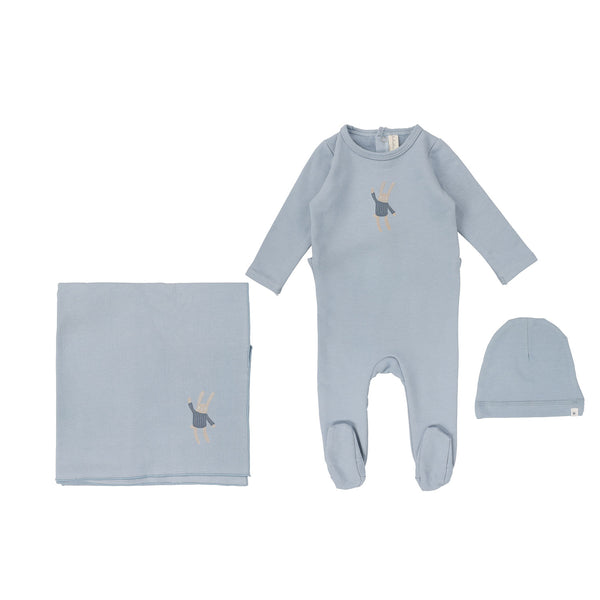 Lilette By Lil Legs Handdrawn Layette Set Blue