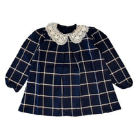 Pernille Land Dress Blue & White Plaid Embroidered Collar