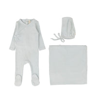 Lilette By Lil Legs Pinpoint Wrapover Layette Set Classic Sky Blue