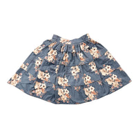 Pink Label By Petite Amalie Steel Blue Bouquet Print Cord Skirt