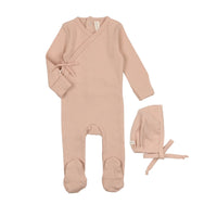 Lilette By Lil Legs Pinpoint Wrapover Footie Set Shell Pink