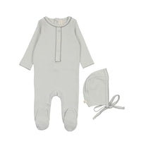 Lilette By Lil Legs Scallop Footie Set Blue Scallop