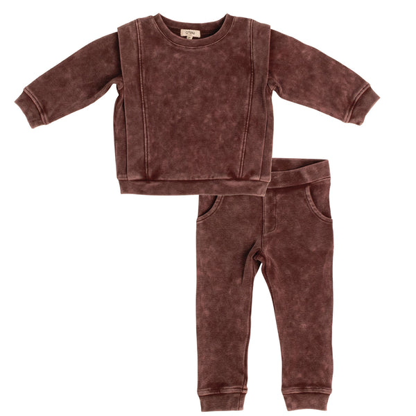 Crew Kids Burgundy Acid Wash Set