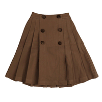Belati Mocha Scuba jersey pleated skirt with buttons (BSK662)