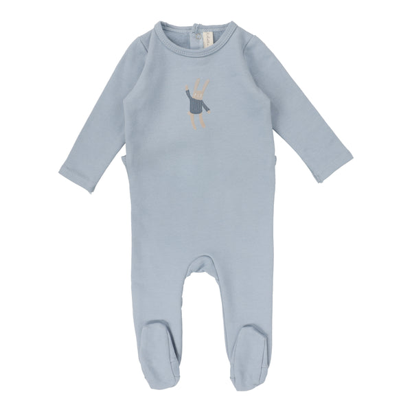 Lilette By Lil Legs Handdrawn Footie Blue