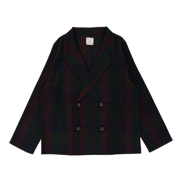 Analogie By Lil Legs Plaid Blazer Burgundy