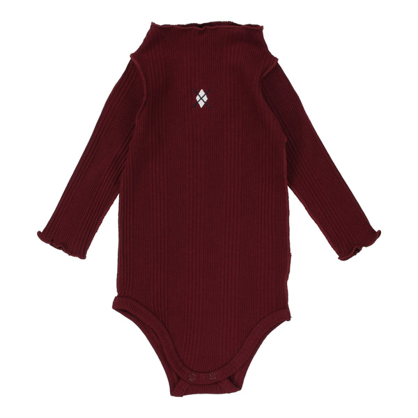 Lil Legs Ribbed Funnel Neck Onesie Bur/Em