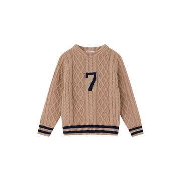 Coco Blanc Cabled Graphic Sweater - Tan CB4007