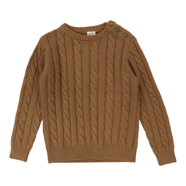 Analogie By Lil Legs Cable Crewneck Sweater Camel