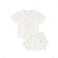 Phil and Phoebe White Briant Embroidered Tee And Bloomer