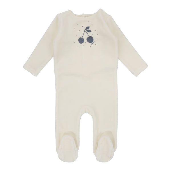 Lilette By Lil Legs Cherry Graphic Velour Footie