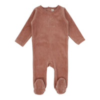 Lilette By Lil Legs Cherry Graphic Velour Footie Apricot