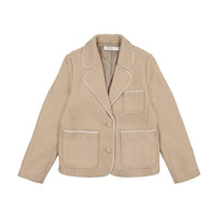 Coco Blanc Camel Wool Blazer With Piping