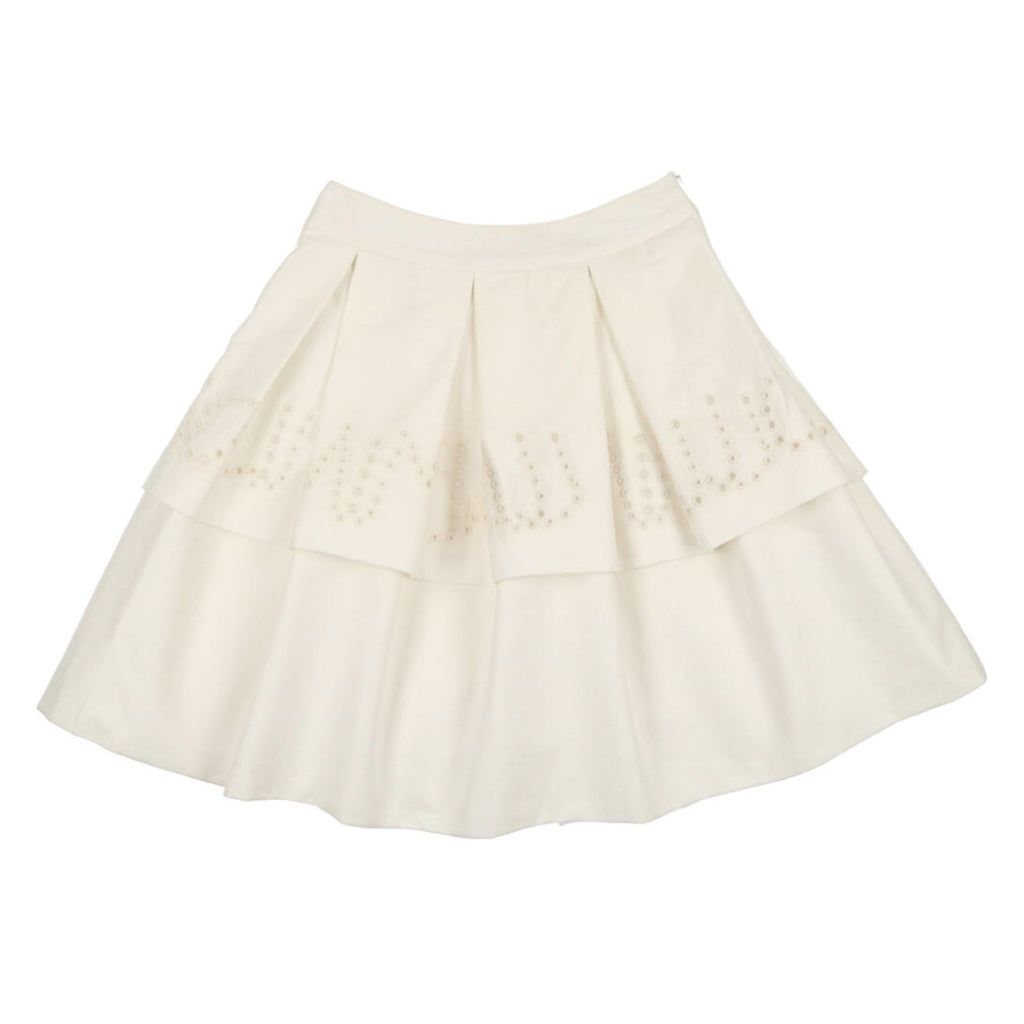 【新品、タグ付き】Bibiy. COLENNE SKIRT WHITE Coco Blanc Ivory Eyelet Skirt | Buttons Bebe