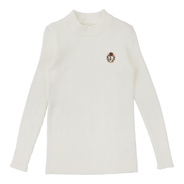 Analogie By Lil Legs Crest Knit Mockneck Cream