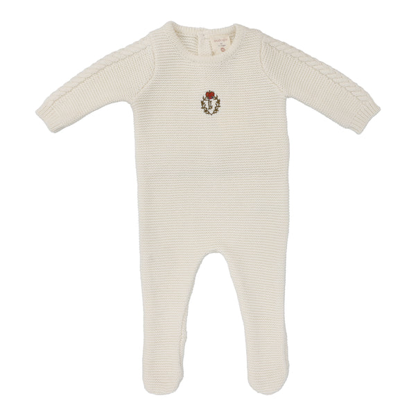 Analogie By Lil Legs Crest Knit Footie Cream